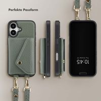 Selencia Sera Kordel-Hulle mit Kartenhalter-Umschlag für das iPhone 16 - Sage Green