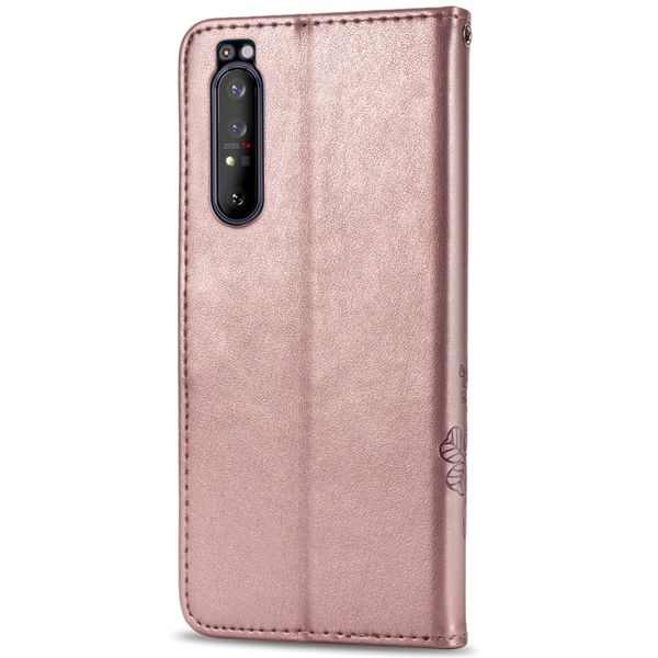 Kleeblumen Klapphülle Roségold für das Sony Xperia 1 II