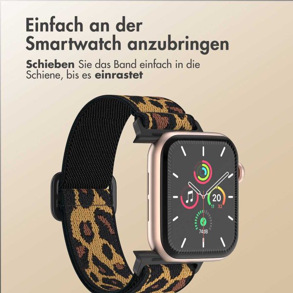 imoshion Elastisches Nylonarmband für die Apple Watch Series 1 bis 9 / SE (38/40/41 mm) | Series 10 (42 mm) - Leopard