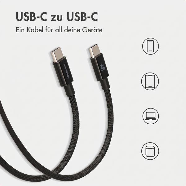 imoshion Braided USB-C-zu-USB-C-Kabel 100 W - 0,5 Meter - Schwarz