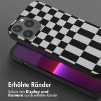 Selencia Silikonhülle design mit abnehmbarem Band für das iPhone 13 Pro Max - Irregular Check Black