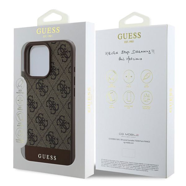 Guess Bottom Stripe 4G Back Cover Apple iPhone 16 Pro - Braun