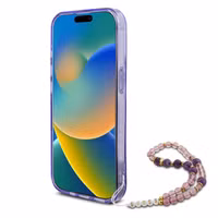 Guess MagSafe IML Flowers Case mit Beads Strap Apple iPhone 15 Pro Max - Purple