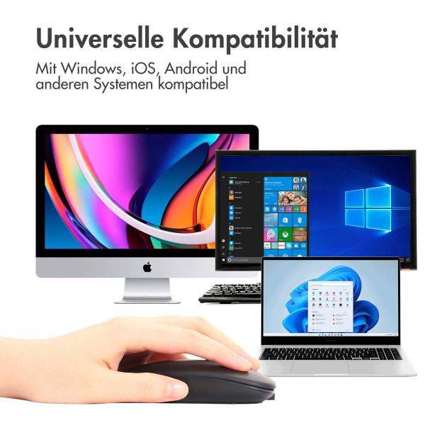 imoshion Kabellose Maus - Wiederaufladbare Computermaus + 2,4G USB-A Adapter - Schwarz