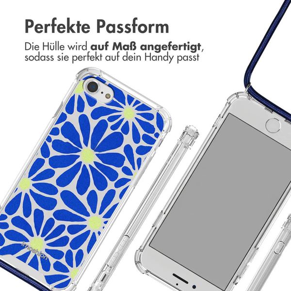 imoshion Design Hülle mit Band Apple iPhone SE (2022 / 2020) / 8 / 7 - Cobalt Blue Flowers Connect