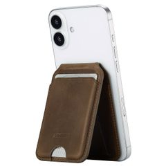 Accezz Vintage Leder MagSafe Kartenhalter mit Ständer - Rustic Brown