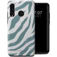 Selencia Vivid Tough Back Cover für das Huawei P30 Lite - Colorful Zebra Pine Blue