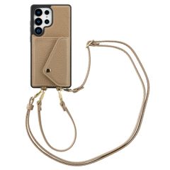 Selencia Sera Kordel-Hulle mit Kartenhalter-Umschlag für das Samsung Galaxy S25 Ultra - Beige