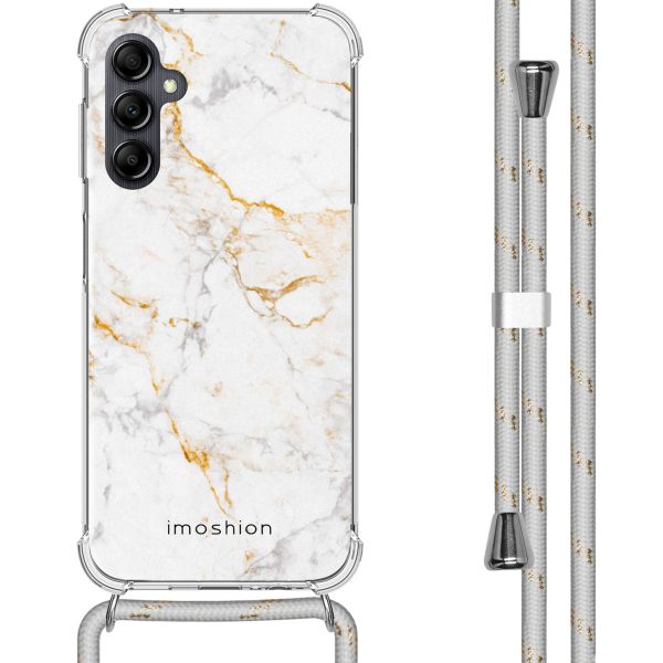 imoshion Design Hülle mit Band für das Samsung Galaxy A14 (5G/4G) - White Marble