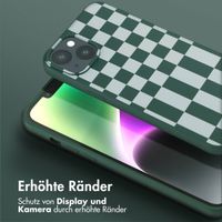 Selencia SilikonHülle design mit abnehmbarem Band Apple iPhone 14 Plus - Irregular Check Green