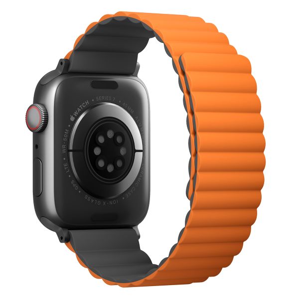 Uniq Revix doppelseitiges Armband für das  Apple Watch Series 1 t/m 11 / SE / Ultra (44/45/46/49 mm) - Charcoal (Grey/Orange)