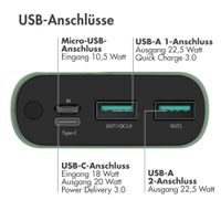 imoshion Powerbank - 20.000 mAh - Schnelles Aufladen und Power Delivery - Grün