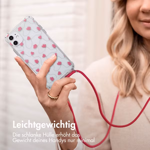 imoshion Design Hülle mit Band Apple iPhone 11 - Dusty Rose Connected Hearts