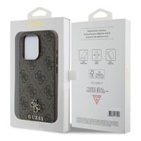 Guess 4G Metal Logo Back Cover MagSafe Apple iPhone 15 Pro - Braun