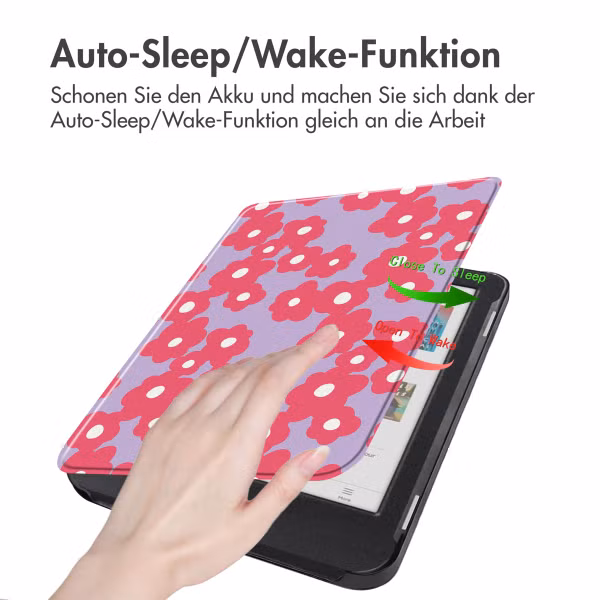 imoshion Design Slim Hard Case Klapphülle Kobo Clara Colour / BW - Dusty Rose Blossom