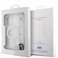 Guess MagSafe IML Glitter Case mit Beads Strap Apple iPhone 16 Pro - Transparent