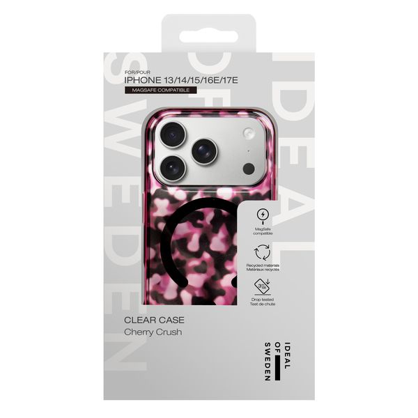 iDeal of Sweden Clear Case MagSafe Apple iPhone 16e / 15 / 14 / 13 - Cherry Crush