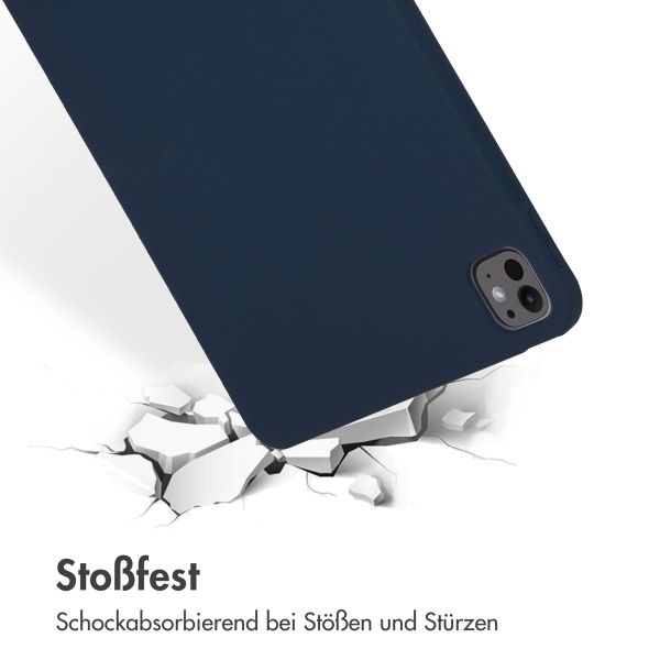 Accezz Liquid Silicone Back Cover mit Stifthalter für das iPad Pro 11 (2024) M4 - Dunkelblau