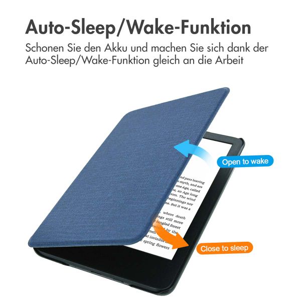 imoshion Canvas Sleepcover Klapphülle für das Amazon Kindle (2024) / Amazon Kindle (2022) 11th gen - Dunkelblau