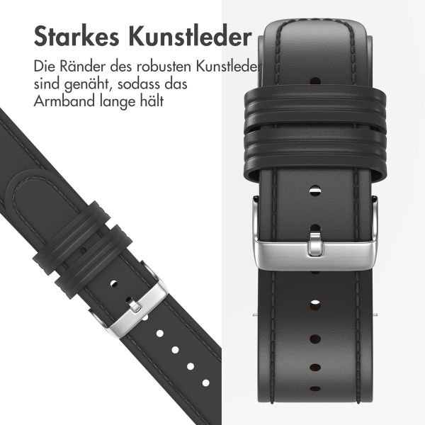 imoshion Modernes Lederarmband - Universelle 22 mm Verbindung - Schwarz