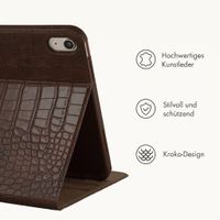 Selencia Croco Klaphülle Apple iPad 11 (2025) 11 Zoll A16 / iPad 10 (2022) 10.9 Zoll - Choco Brown