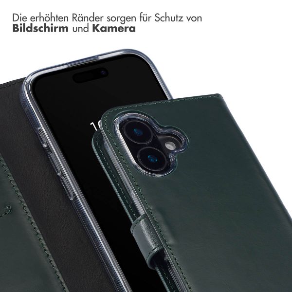 Selencia Echtleder Klapphülle für das iPhone 16 - Grün