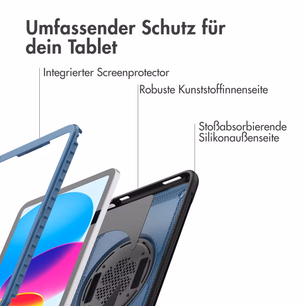 Accezz Robustes Back Cover mit Schultergurt Apple iPad 11 (2025) 11 Zoll A16 / iPad 10 (2022) 10.9 Zoll - Blau