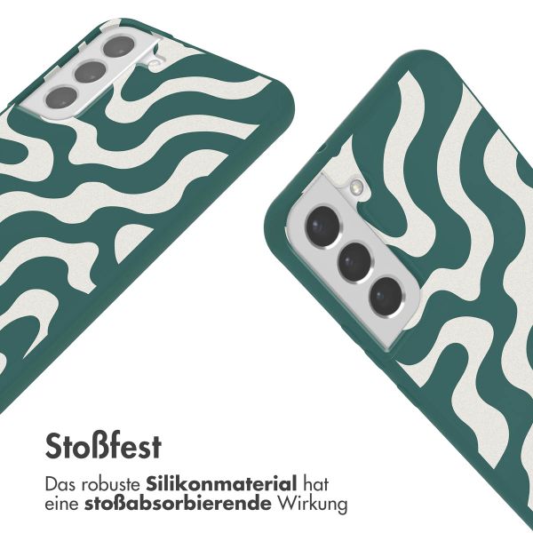 imoshion SilikonHülle design mit Band Samsung Galaxy S22 - Petrol Green Groovy