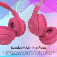 imoshion Kabellose Kinderkopfhörer LED Light - Dezibelbegrenzer - Mit AUX-Kabel - Hot Pink