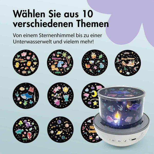 imoshion Dreamlight Nachtlicht-Projektor mit Lautsprecher - 10 Projektionsrollen - Weiß