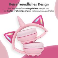 imoshion Kabellose Kinderkopfhörer Unicorn LED Light - Dezibelbegrenzer - Mit AUX-Kabel - Pink / Hot Pink