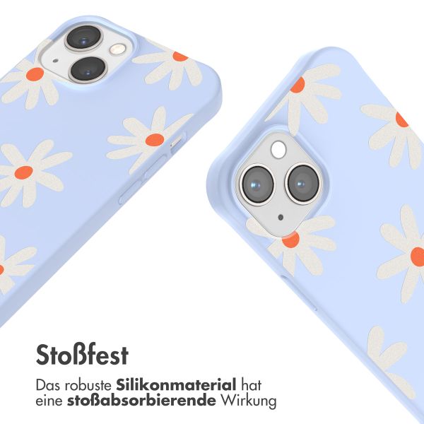 imoshion Silikonhülle design mit Band für das iPhone 14 - Lila Flower Distance