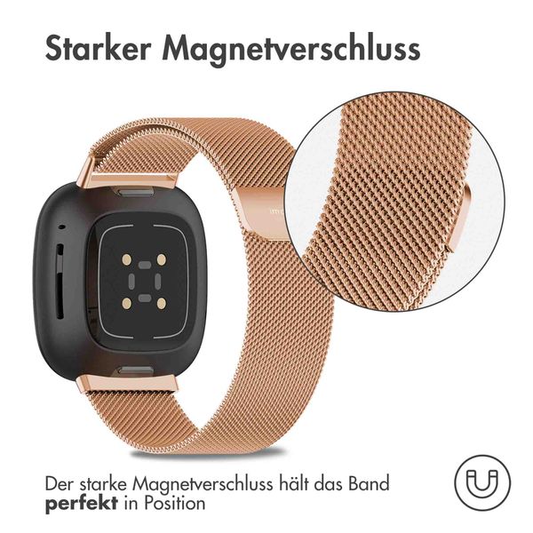 imoshion Magnetisches Milanaise Armband für das  Fitbit Versa 3 - Größe S - Rosé gold