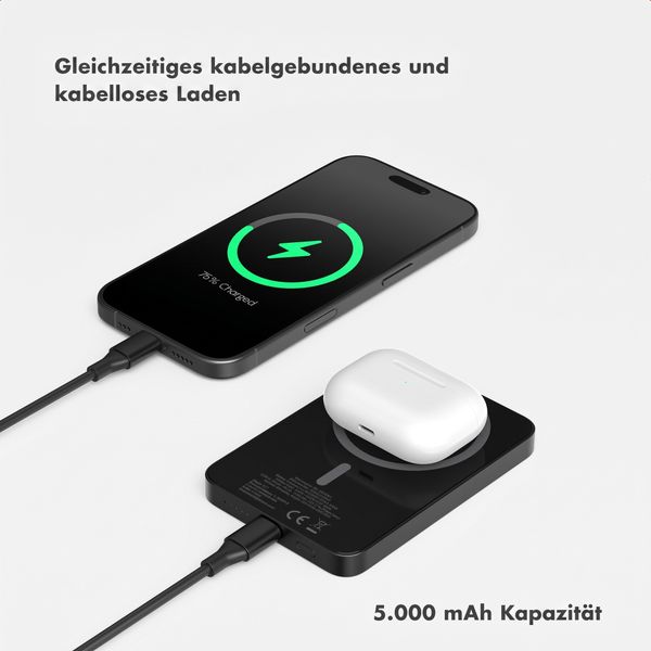 Selencia Vivid Powerbank 5.000 mAh - MagSafe und Qi - Black / Check This Olive