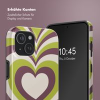 Selencia Vivid Tough Back Cover MagSafe für das iPhone 15 - Double Hearts Plum Fern