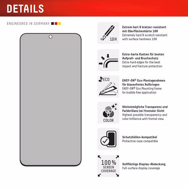 Displex Displayschutz aus gehärtetem Glas Privacy Samsung Galaxy S24 FE / S25 FE