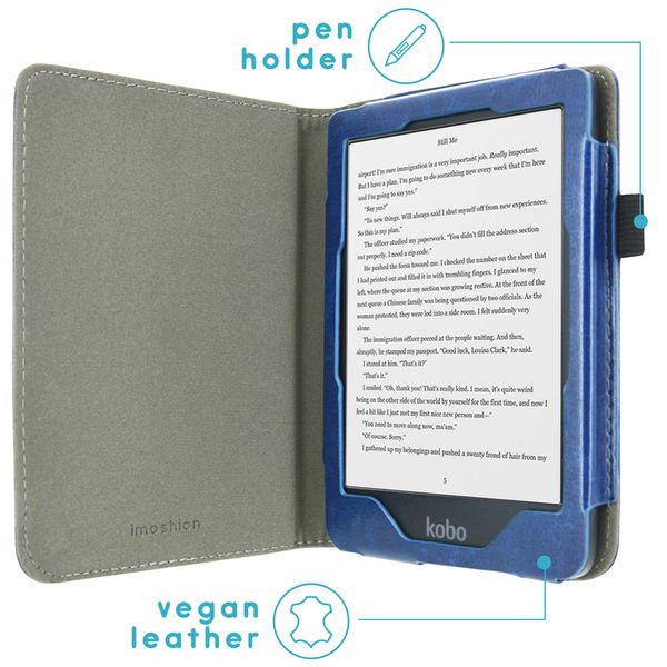 imoshion Vegan Leather Klapphülle Kobo Clara HD - Dunkelblau