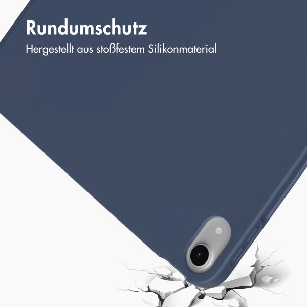 Accezz Smarte Klapphülle aus Silikon für das iPad Air 11 Zoll (2024) M2 / Air 5 (2022) / iPad Air 4 (2020) - Dunkelblau