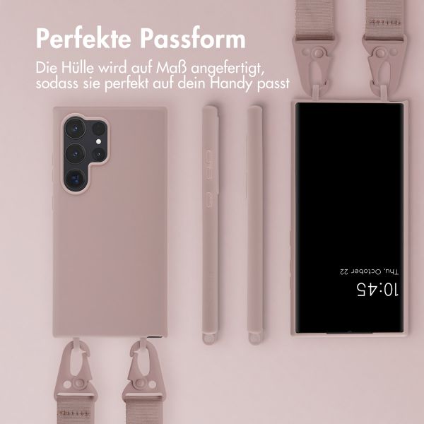 Selencia SilikonHülle mit abnehmbarem Band Samsung Galaxy S24 Ultra - Sand Pink