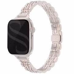 Selencia Jubilee inspiriertes schmales Edelstahlarmband für die Apple Watch Series 1 bis 9 / SE (38/40/41 mm) | Series 10 (42 mm) - Sternenlicht