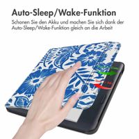 imoshion Design Slim Hard Case Sleepcover mit Stand Kobo Libra Colour - Flower Tile