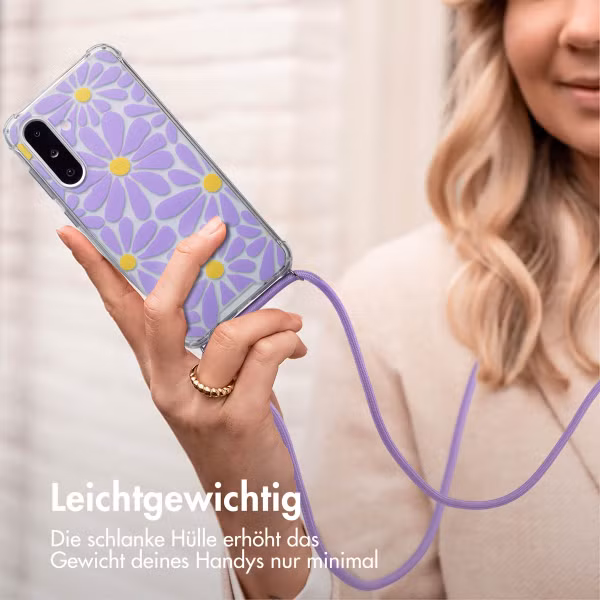 imoshion Design Hülle mit Band Samsung Galaxy A26 - Tropical Violet Flowers Connect