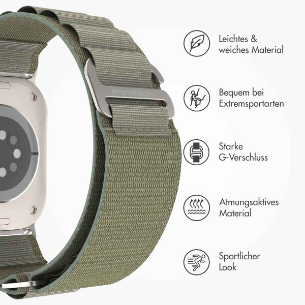 imoshion Nylon Alpine Armband für das  Apple Watch Series 1 t/m 11 / SE / Ultra (44/45/46/49 mm) - Olive Green