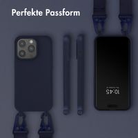 Selencia Silikonhülle mit abnehmbarem Band für das iPhone 14 Pro - Dunkelblau