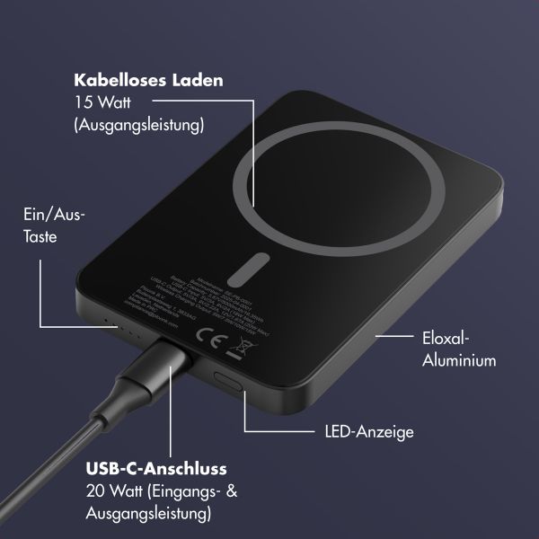 Selencia Vivid Powerbank 5.000 mAh - MagSafe und Qi2 - Black / Swirl Black