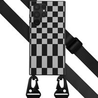 Selencia SilikonHülle design mit abnehmbarem Band Samsung Galaxy S22 Ultra - Irregular Check Black