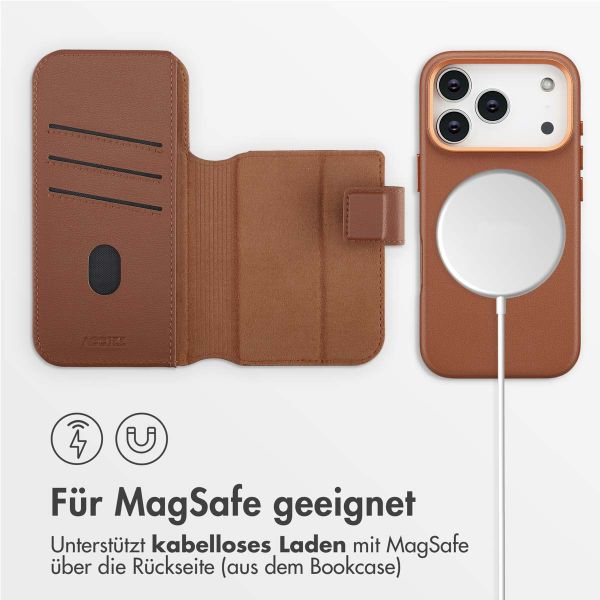 Accezz 2-in-1 Klapphülle aus Leder mit MagSafe Apple iPhone 17 Pro - Sienna Brown