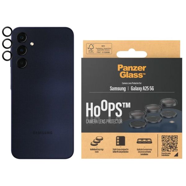 PanzerGlass Kameraprotektor Hoops Optic Rings für das Samsung Galaxy A25 (5G) - Black