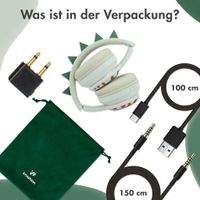 imoshion Kabellose Kinderkopfhörer Dino LED Light - Dezibelbegrenzer - Mit AUX-Kabel - Brown / Orange