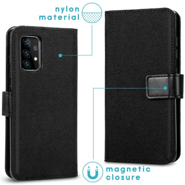 imoshion Luxuriöse Canvas-Klapphülle Samsung Galaxy A72 - Schwarz